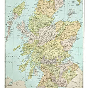 Old map of Scotland - Published 1894. Antique Illustration, Copyright has expired on this artwork