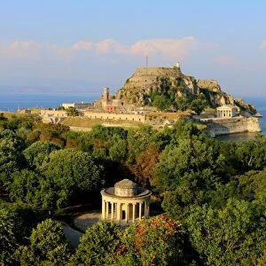 View on the Maitland Rotunda and the old fortress, Corfu, Greece