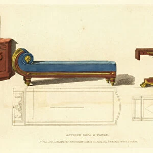 Antique sofa and table, 1813