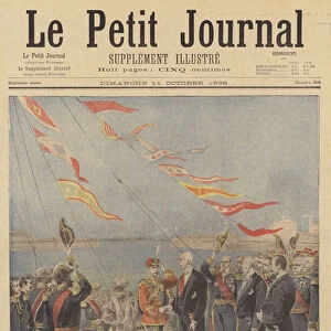 Arrival of Tsar Nicholas II of Russia at Cherbourg (colour litho)