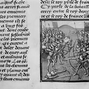 The Battle of Crecy in 1346 from Froissarts Chronicles (vellum)