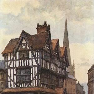 The Black-and-White House, High Town (colour litho)