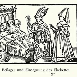Blessing of the marriage bed (woodcut)
