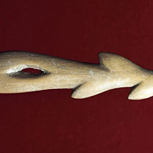 Bone harpoon used for fishing. Culture of the Magdalenian, Upper Paleolithic