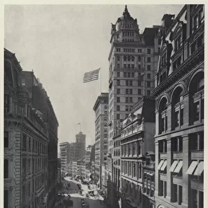 Broad Street, looking South from Wall Street (b / w photo)