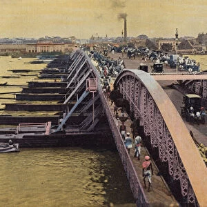 Calcutta, Pont Sur L Hougly (colour photo)