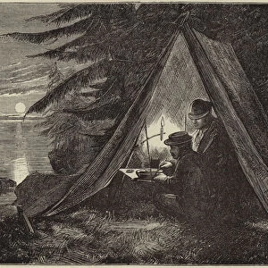 Canoeing in Sweden (engraving)