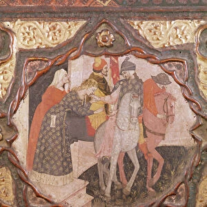 Detail of a cassone showing the story of Saladin and Torello of Istria, by Giovanni Boccaccio (tempera on panel) (see also 444280 & 444282)