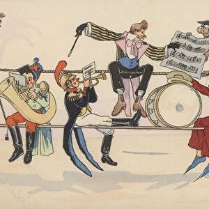 Circus scene, from a set of interconnecting postcards (colour litho)