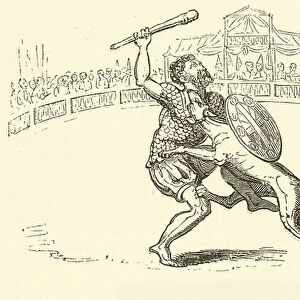 Combat between Macaire and the Dog of Montargis (from Montfaucon) (engraving)