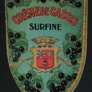 Creme de Cassis, liqueur label (colour litho)