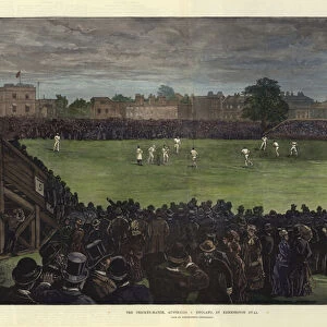 The Cricket Match, Australia v England, at Kennington Oval (coloured engraving)