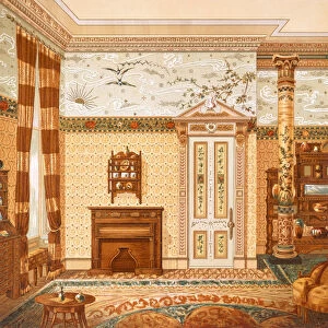 Design for an Aesthetic interior, from Interior Decorations Designed by McCulloch & Gow, published 1880s (colour litho)