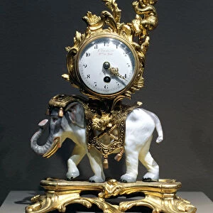 Desk clock (gilt bronze, porcelain, enamel & glass)