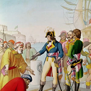 The Disembarkation of Napoleon (1769-1821) at Alexandria in 1798 (coloured engraving)