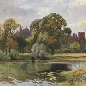 Eton College from Windsor (colour litho)
