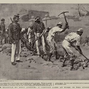An Example of Boer Justice, a Convict Gang at Work in the Streets of Pretoria (litho)