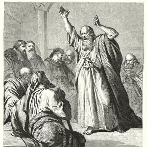 Ezekiel prophesying to the Elders who had visited him, Ezekiel XIV, 1 (engraving)
