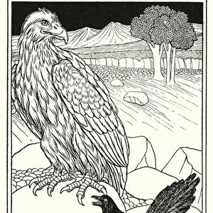 Fables of La Fontaine: The eagle and the magpie (litho)
