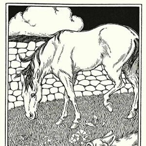 Fables of La Fontaine: The horse and the wolf (litho)