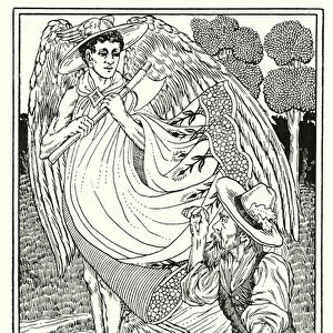 Fables of La Fontaine: The woodman and Mercury (litho)