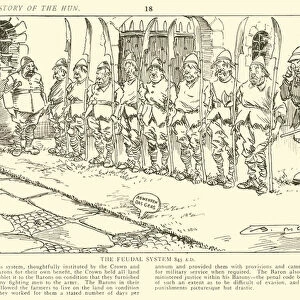 The Feudal System, 845 AD (engraving)