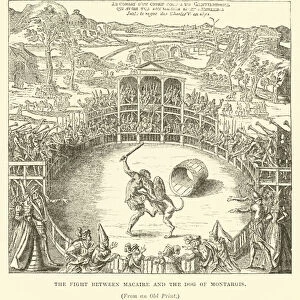 The fight between Macaire and the dog of Montargis (engraving)