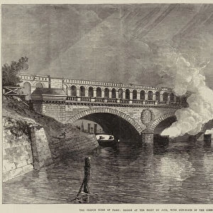 The French Siege of Paris, Bridge at the Point du Jour, with Gun-Boats of the Commune (engraving)