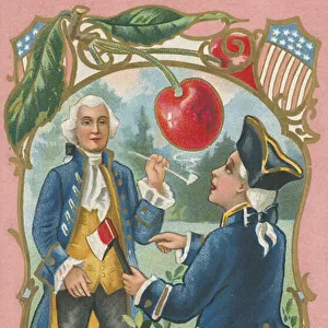 George Washington confessing to his father (colour litho)