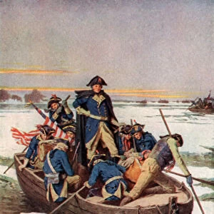 George Washington crossing the Delaware (colour litho)