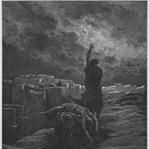 Gustave Dore Bible: The Levite bearing away the body of the woman (engraving)