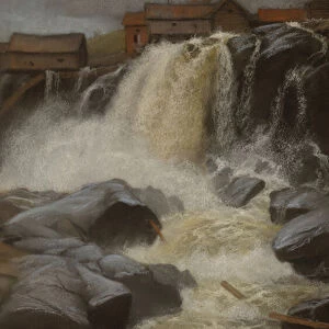 Haug falls, Modum, 1883 (pastel on paper)