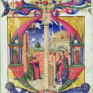 Historiated initial M depicting the Annunciation, c. 1475 (vellum)