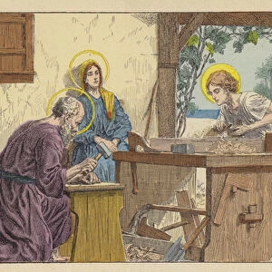 The Holy Family at Nazareth (colour litho)