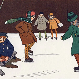 Ice skating. Engraving in "What are we playing? "by E