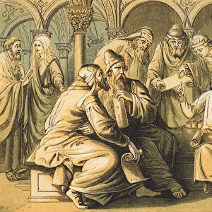 Jesus with the Doctors (coloured engraving)