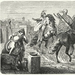 Jugurtha of Numidia leaving the corrupt city of Rome (engraving)