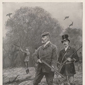 King Edward VII Pheasant-Shooting at Cranbourne Tower, near Windsor, 12 November (engraving)
