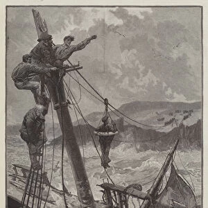 The late Storm, the Volunteer Life Brigade at Work (engraving)