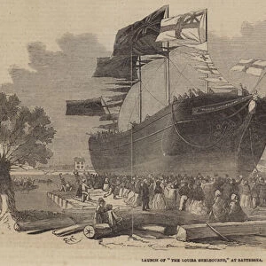 Launch of "The Louisa Shelbourne, "at Battersea (engraving)