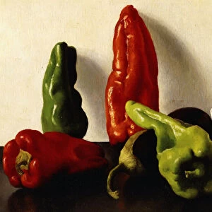 Still Life with Red and Green Peppers, 1924 (oil on panel)