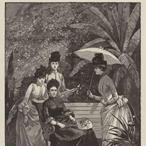 Life at San Remo, in the Gardens of the Villa Zirio, the Crown Princess of Germany and her Daughters (engraving)