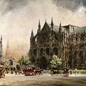 London, Westminster Abbey. The North Transept (colour litho)