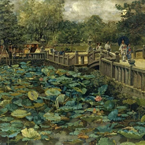 Lotus Pond, Shiba, Tokyo, 1886 (oil on canvas)