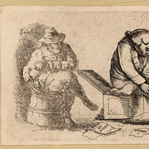 Man with his trousers down defecating on a toilet, 18th century. 1803 (engraving)