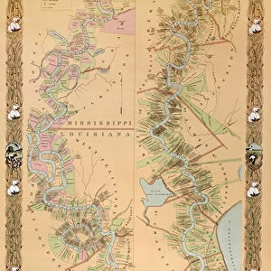 Map depicting plantations on the Mississippi River from Natchez to New Orleans