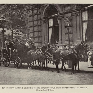 Mr Andrew Carnegie starting on his Coaching Tour from Northumberland Avenue (b / w photo)