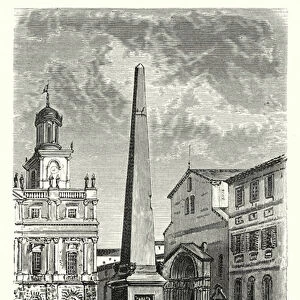 Obelisque de la spina de l ancien cirque, place Royale, a Arles (engraving)