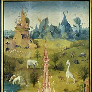The Paradise, The creation of Adam and Eve (Left panel of The Garden of Earthly Delights), 1503-1504 (oil on panel)