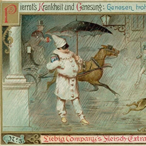 Pierrot in the Rain (chromolitho)